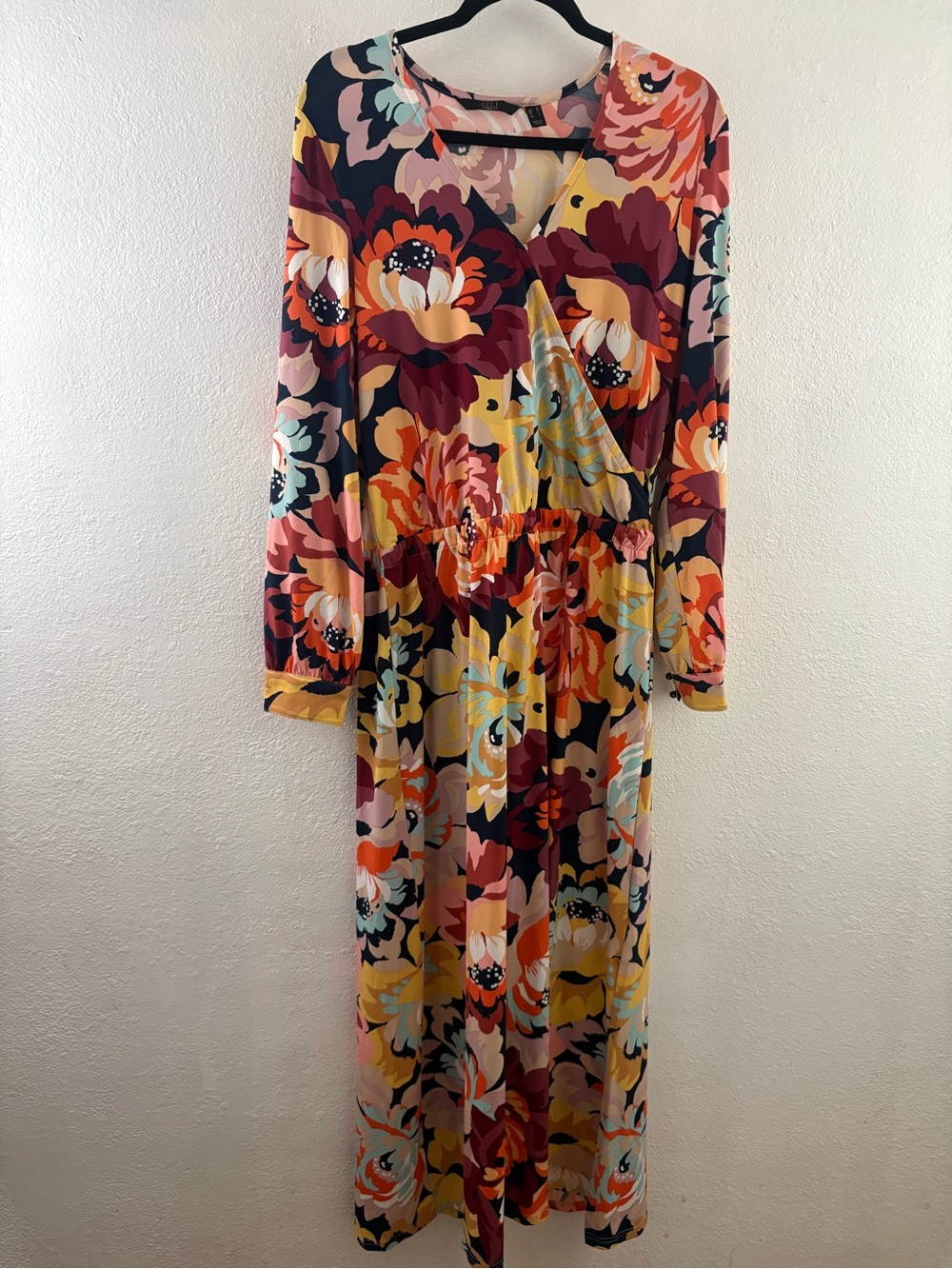 G.I.L.I. Dress Womens Multicolor Floral Print Long Sleeve Jetsetter Size M